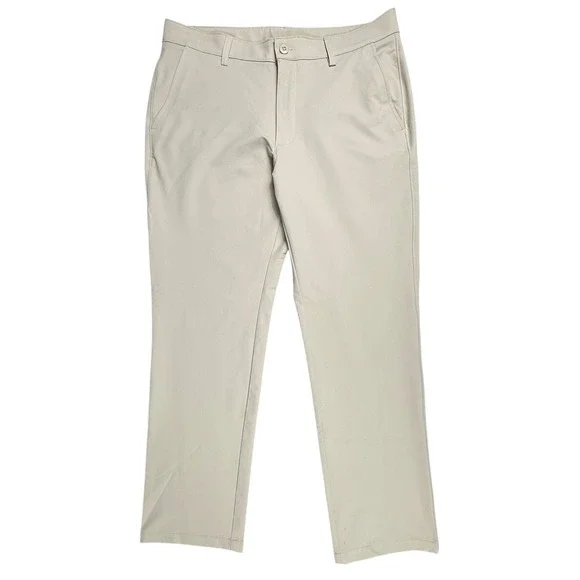 Under Armour Drive Golf Pants Tan Khaki Straight Leg Mens Sz 36/32 - Picture 6 of 9